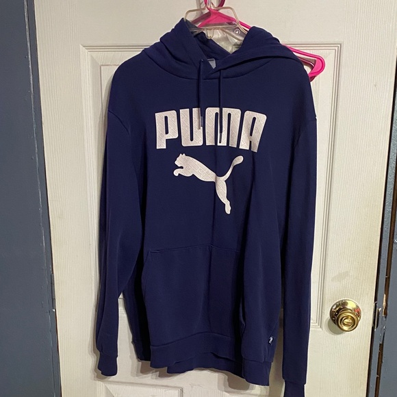 Puma Deep Blue Hoodie with White Logo - Picture 1 of 1